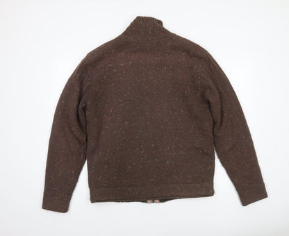 Timberland Men’s Brown Wool Blend Full Zip Knit Jumper L