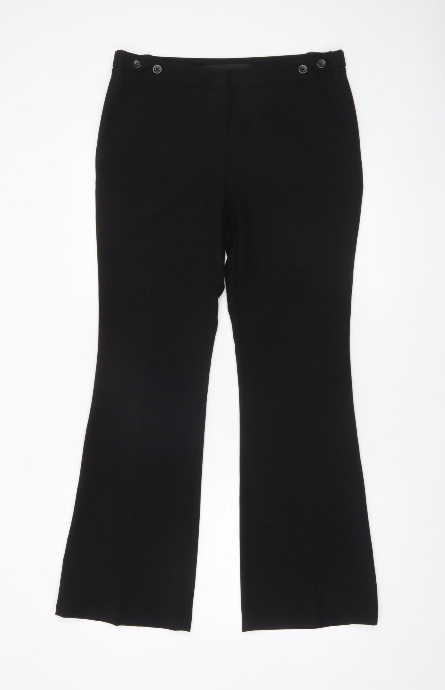 Next Women Black Flared Dress Pants Size 10 Regular Stretch