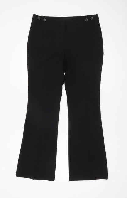 Next Women Black Flared Dress Pants Size 10 Regular Stretch