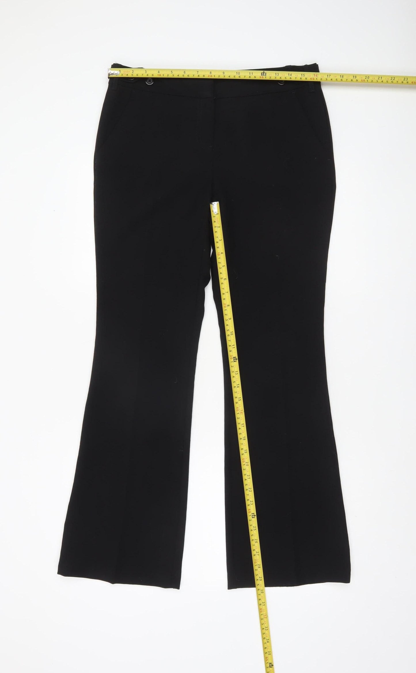 Next Women Black Flared Dress Pants Size 10 Regular Stretch