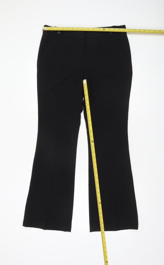 Next Women Black Flared Dress Pants Size 10 Regular Stretch