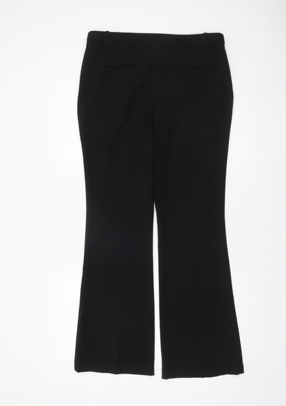 Next Women Black Flared Dress Pants Size 10 Regular Stretch