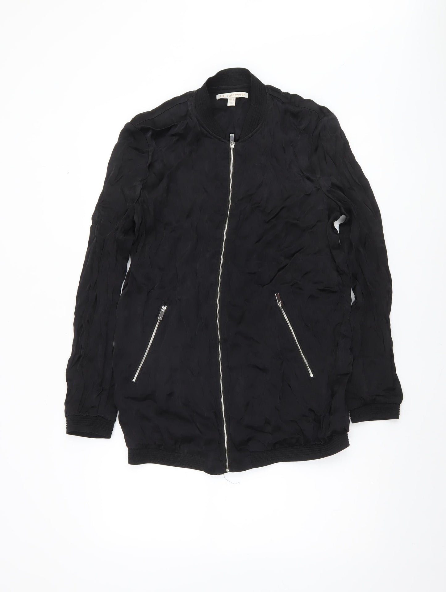 Womens UK Size 12 TRF Outerwear Black Bomber Jacket