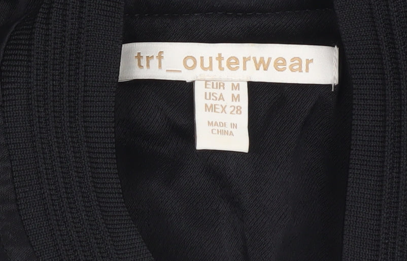 Womens UK Size 12 TRF Outerwear Black Bomber Jacket
