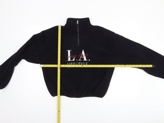 Bershka Women’s Black 1/4 Zip Fleece Sweatshirt Size S LA Lifestyle