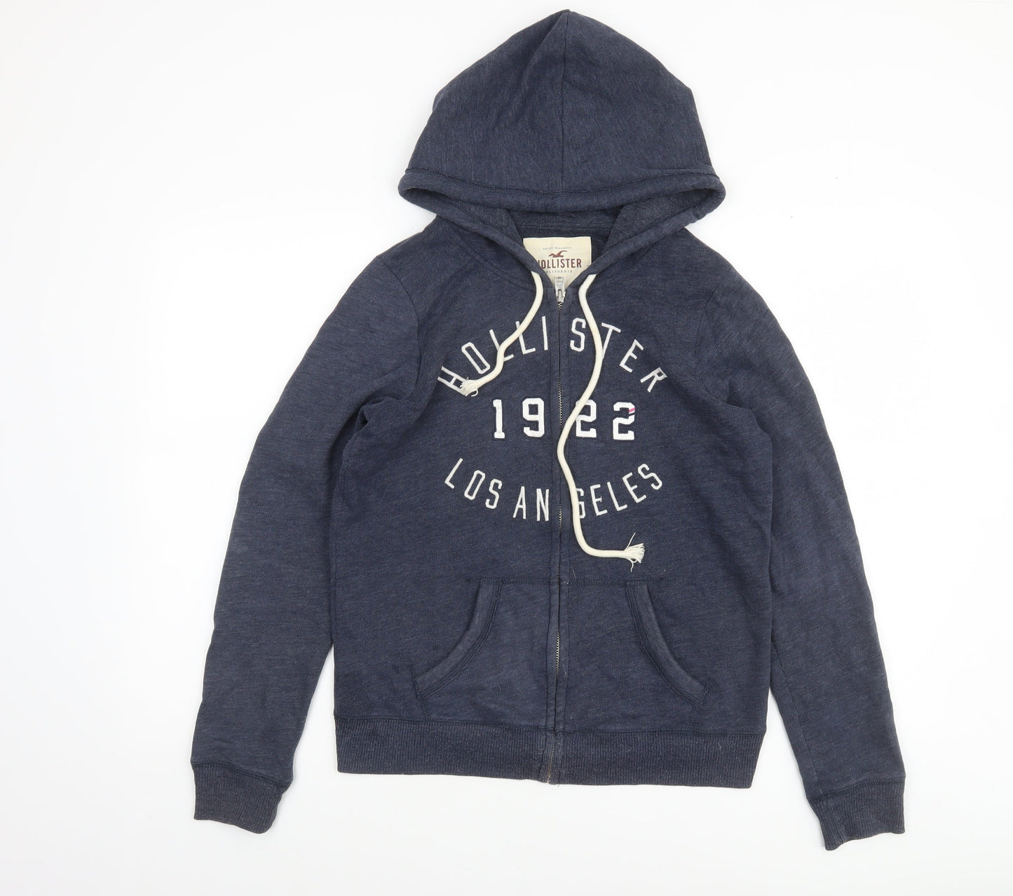 Hollister Women Blue Full Zip Hoodie Medium 1922 Logo Cotton Blend Casual