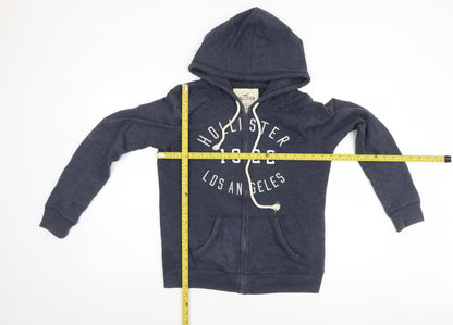 Hollister Women Blue Full Zip Hoodie Medium 1922 Logo Cotton Blend Casual