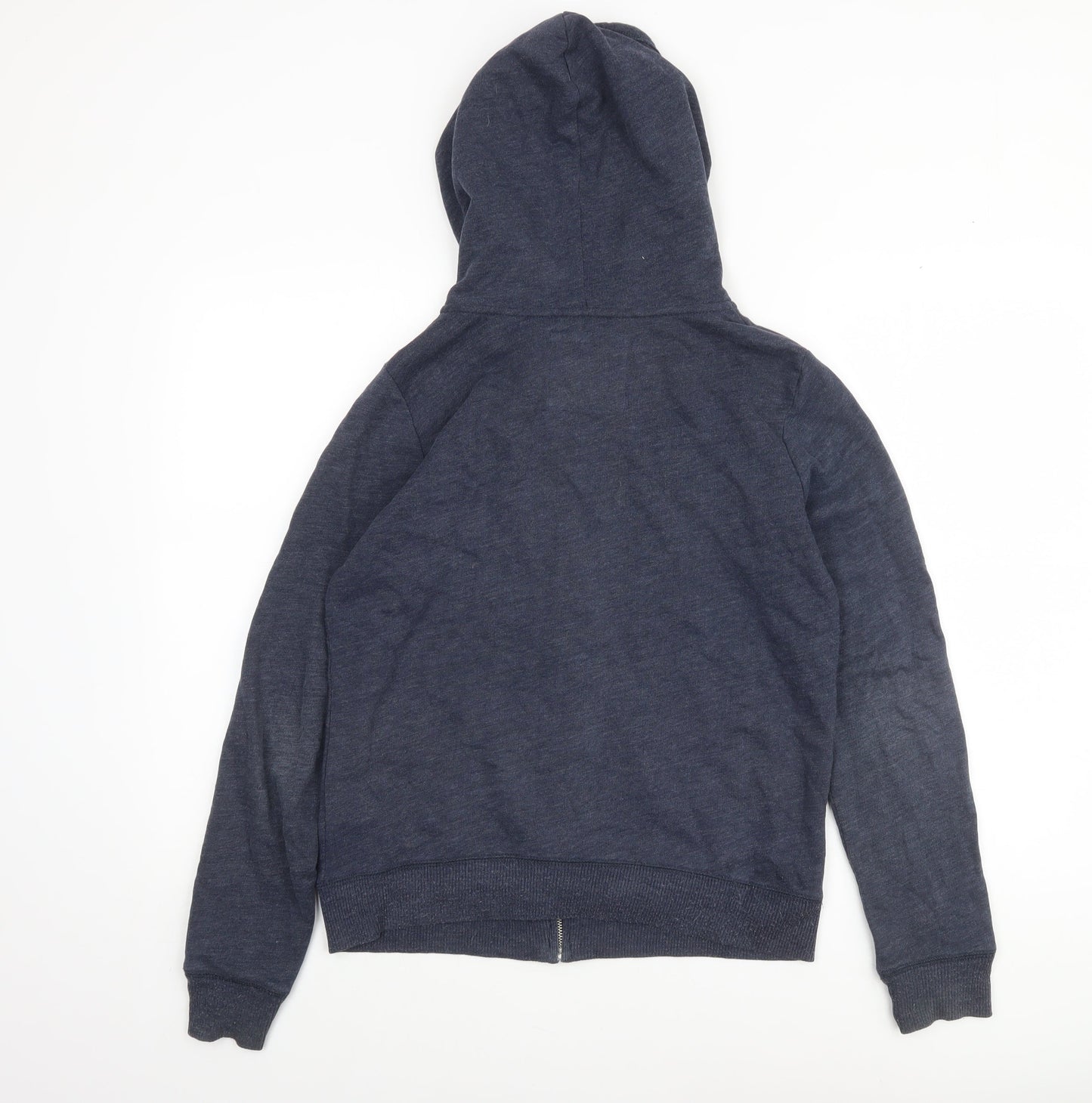 Hollister Women Blue Full Zip Hoodie Medium 1922 Logo Cotton Blend Casual