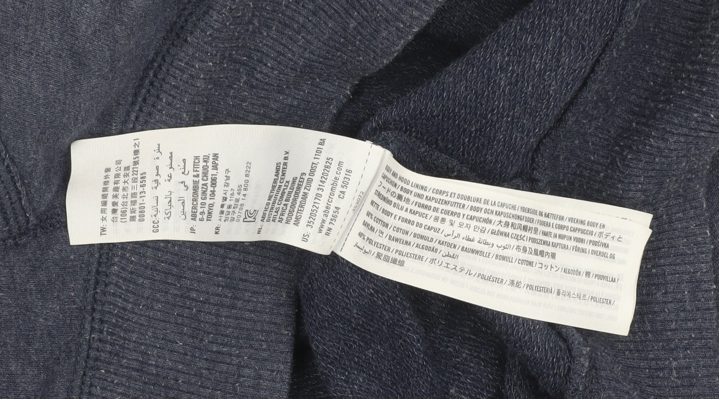 Hollister Women Blue Full Zip Hoodie Medium 1922 Logo Cotton Blend Casual