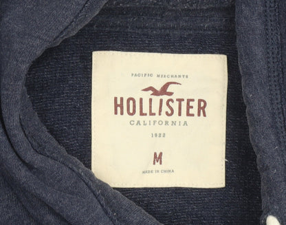 Hollister Women Blue Full Zip Hoodie Medium 1922 Logo Cotton Blend Casual