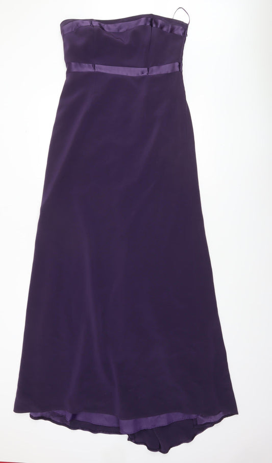 Next Women’s Purple Strapless Long Satin Formal A-Line Dress Size 12
