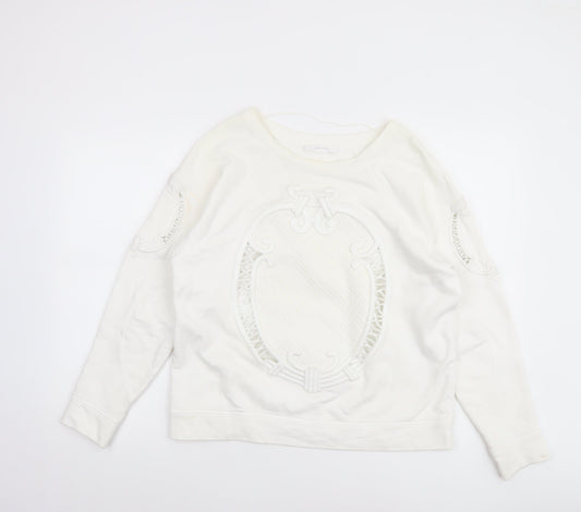 Womens UK Size M Zara Ivory Pullover Sweatshirt
