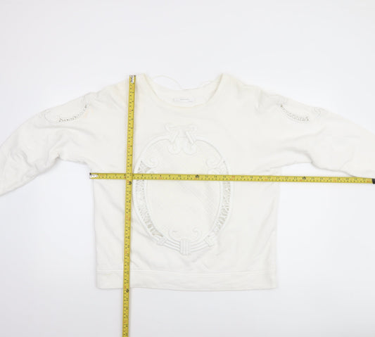 Womens UK Size M Zara Ivory Pullover Sweatshirt
