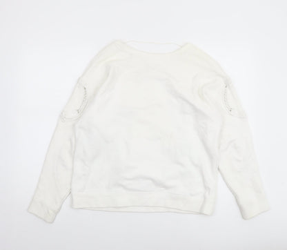 Womens UK Size M Zara Ivory Pullover Sweatshirt