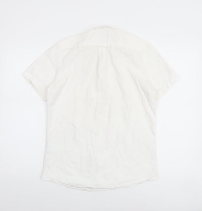 LAD Men's White Slim Fit Short Sleeve Button-Up Shirt M