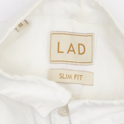 LAD Men's White Slim Fit Short Sleeve Button-Up Shirt M