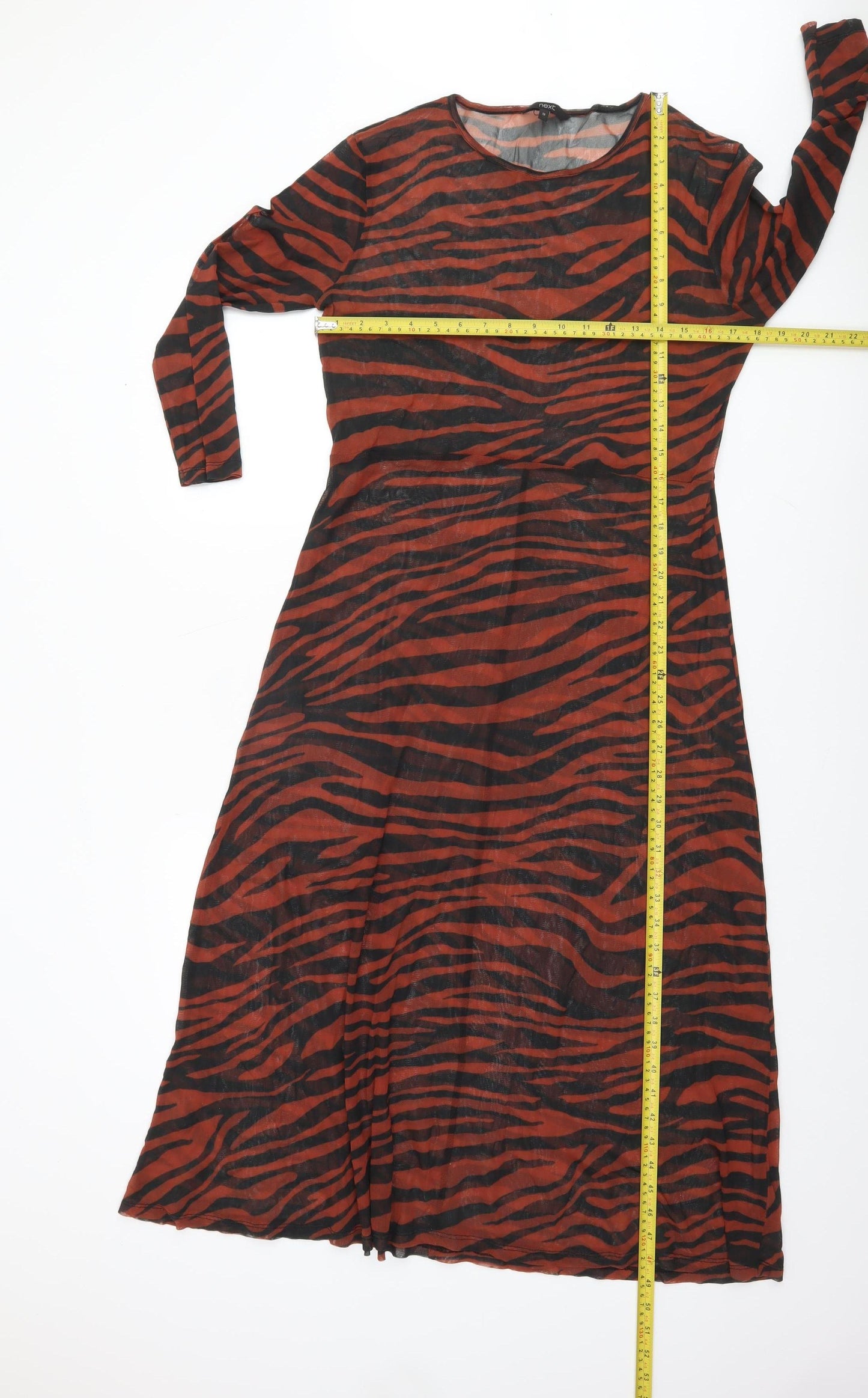 Next Women’s Brown Animal Print Mesh Midi A-Line Dress Size 18