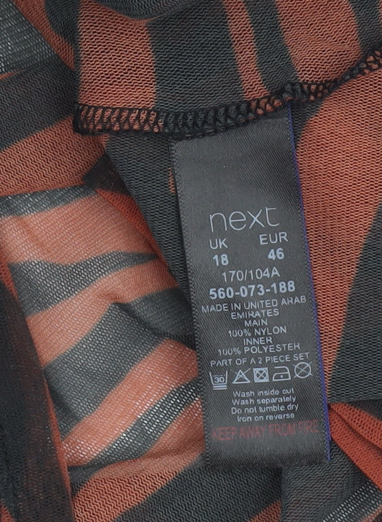 Next Women’s Brown Animal Print Mesh Midi A-Line Dress Size 18