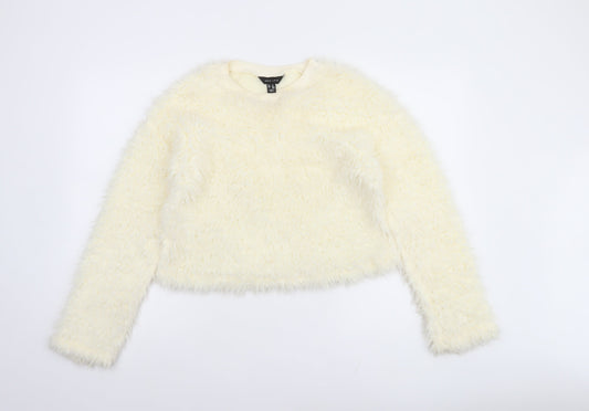 Womens UK Size M New Look Ivory Pullover Sweatshirt
