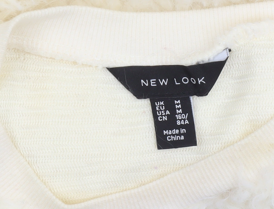 Womens UK Size M New Look Ivory Pullover Sweatshirt