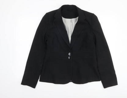 New Look Women Black Blazer Jacket UK 14 Regular Fit Tailored Workwear