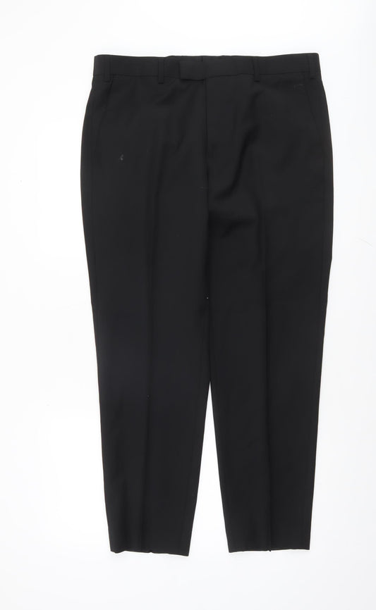 Marks and Spencer Autograph Black Tailored Wool Blend Men's Dress Trousers 36S
