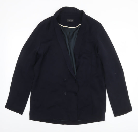 Topshop Womens Blue Double-Breasted Shawl Blazer Size 12