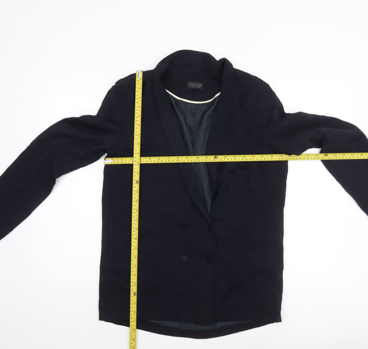 Topshop Womens Blue Double-Breasted Shawl Blazer Size 12