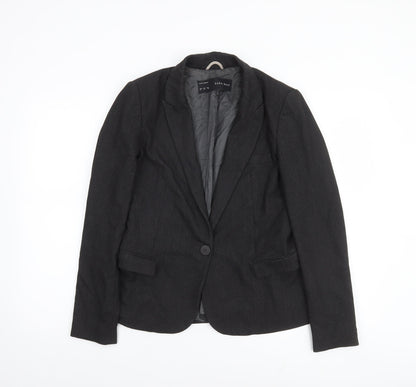 Zara Basic Women Black Size 12 Single-Breasted Blazer