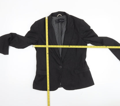Zara Basic Women Black Size 12 Single-Breasted Blazer
