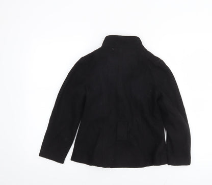 Back to School Girls Black Wool Blend Double-Breasted Pea Coat 9-10 Years