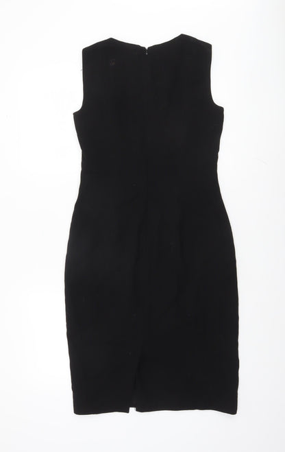 Hobbs Women Black Wool Sheath Dress Size 8 Work Formal