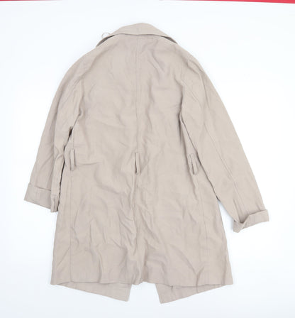 New Look Women Beige Long Trench Coat Size 8 Lightweight Classic Style