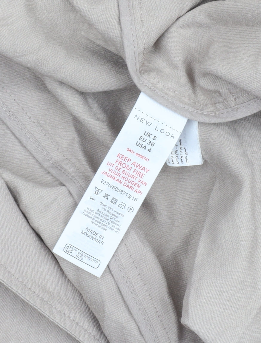 New Look Women Beige Long Trench Coat Size 8 Lightweight Classic Style