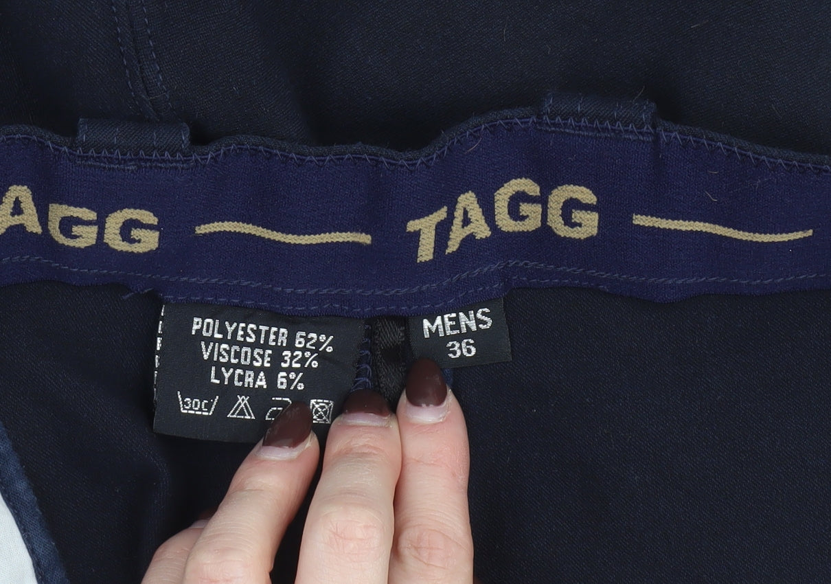 TAGG Mens Blue 36 Slim Fit Stretch Trousers
