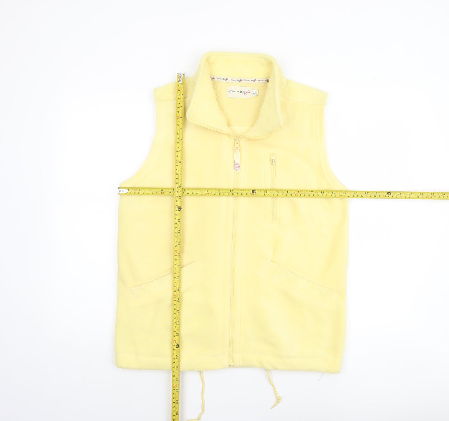 Country Rose Women's Yellow Fleece Waistcoat Size S (10/12) Zip Bodywarmer