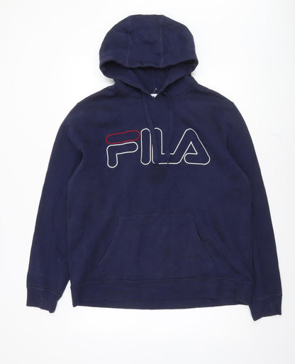 Mens UK Size L FILA Blue Pullover Hoodie