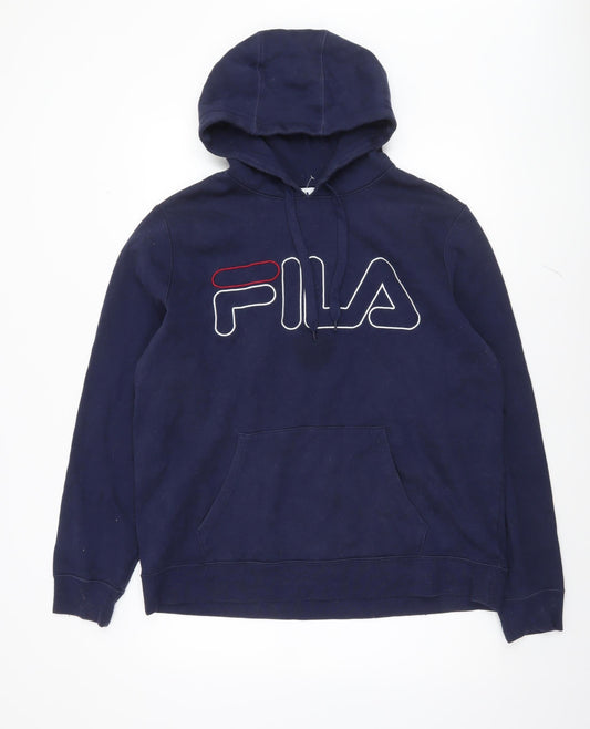 Mens UK Size L FILA Blue Pullover Hoodie