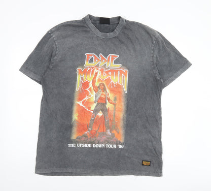 Stranger Things Men’s Grey Eddie Munson Band T-Shirt L Graphic Cotton