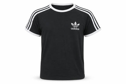 Front view of Adidas Men's Black Small Vintage Trefoil Sports T-Shirt