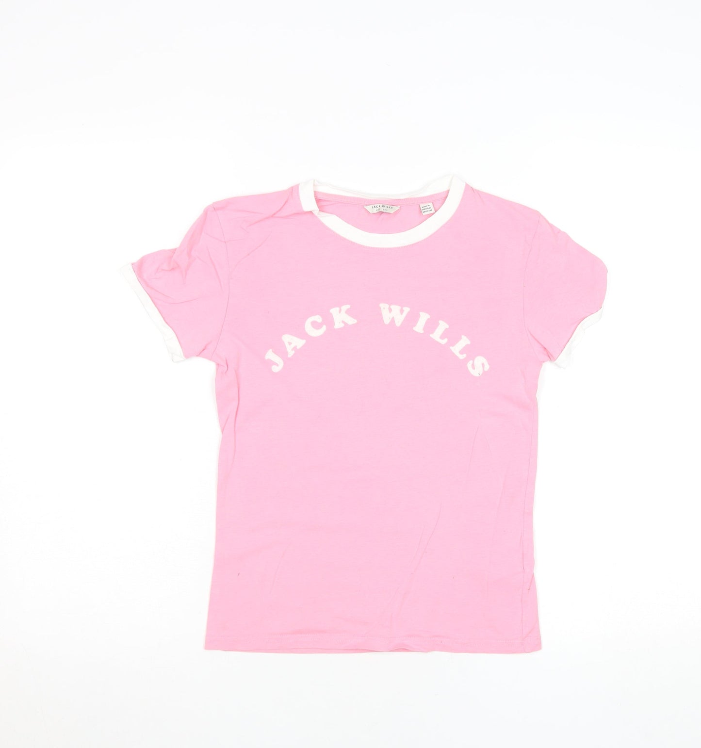 Jack Wills Women's Pink Ringer Cotton T-Shirt UK 8