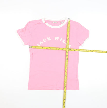 Jack Wills Women's Pink Ringer Cotton T-Shirt UK 8