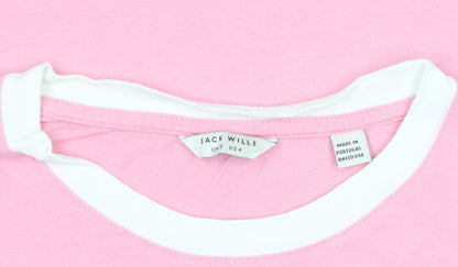Jack Wills Women's Pink Ringer Cotton T-Shirt UK 8