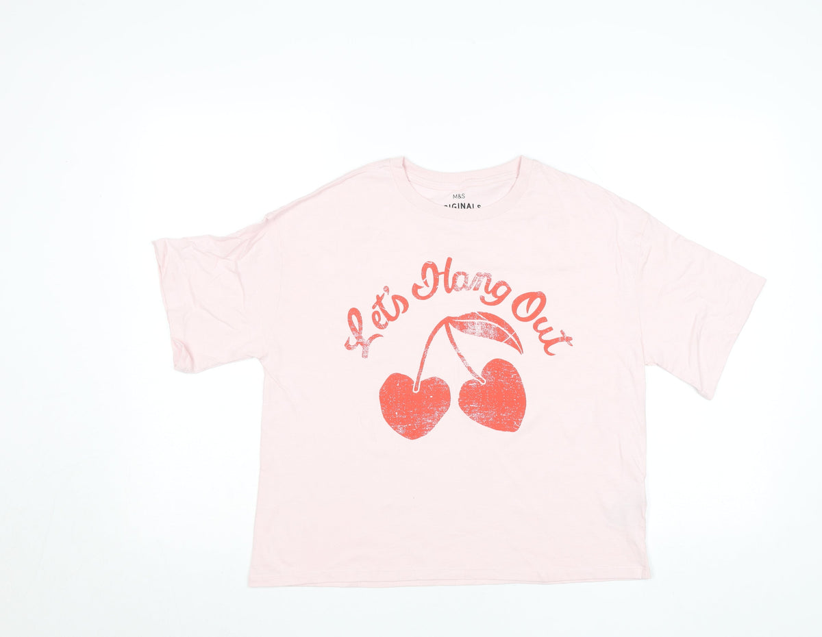 Teens UK Size 14 Marks and Spencer Pink Basic T-Shirt