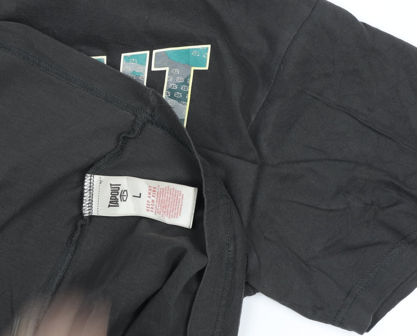 Tapout Men's Black Graphic Sports T-Shirt Size L 100% Cotton