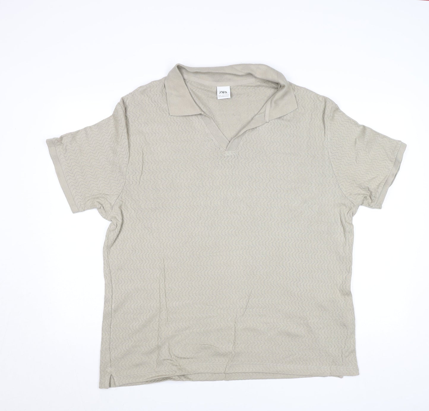 Mens UK Size L Zara Cotton Blend Polo Shirt