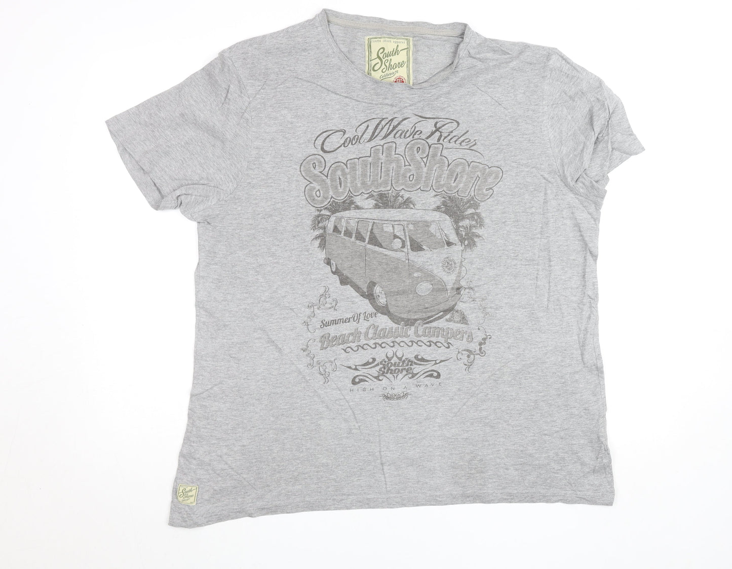 South Shore Mens Grey Graphic Beach Surf T-Shirt Size L