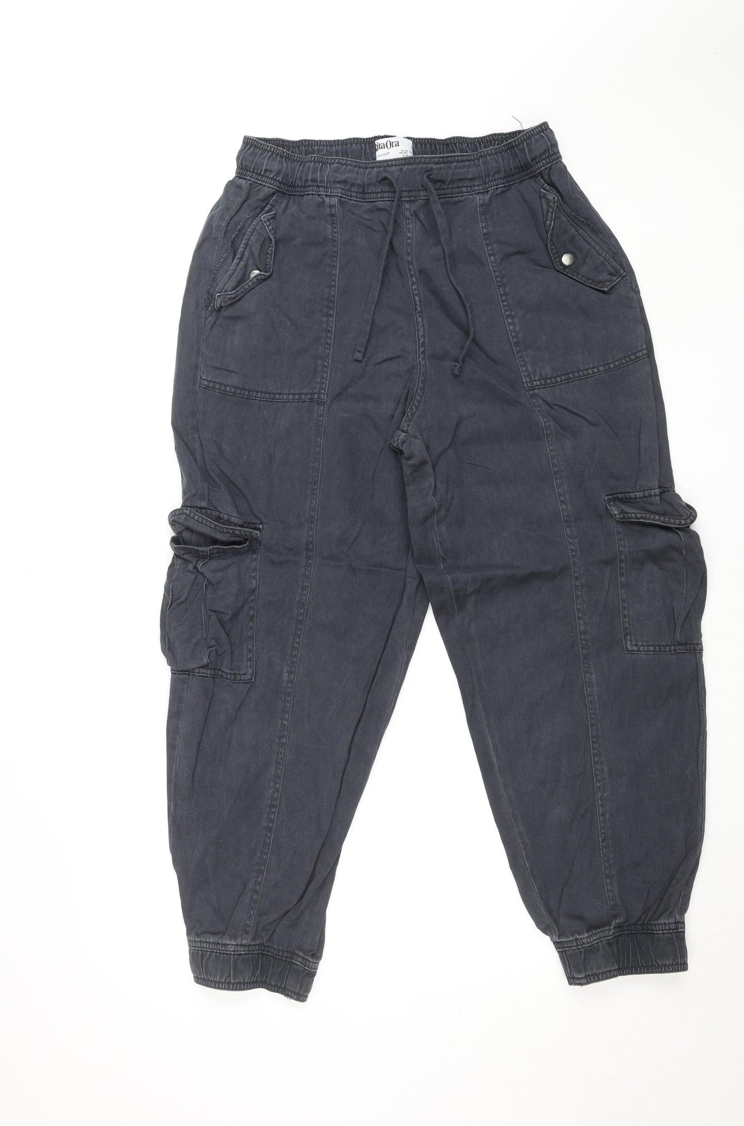 Primark Rita Ora Women's Black Cargo Twill Trousers Size 12