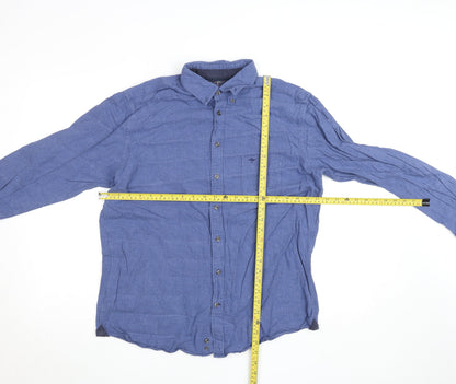 Fynch-Hatton Men's Blue Flannel Button-Down Large Shirt