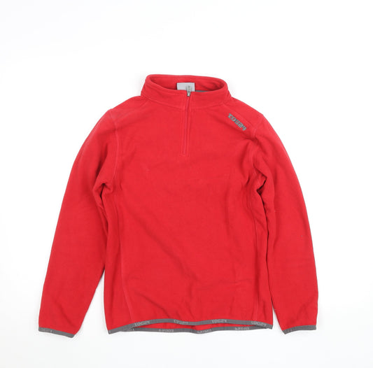 TOG24 Boys Red Fleece 1/4 Zip Pullover Top 11-12 Years Outdoor Warm Layer